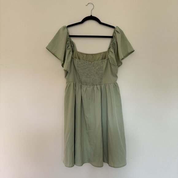 Sage Green Flutter Sleeve Dress - Picture 3 of 5